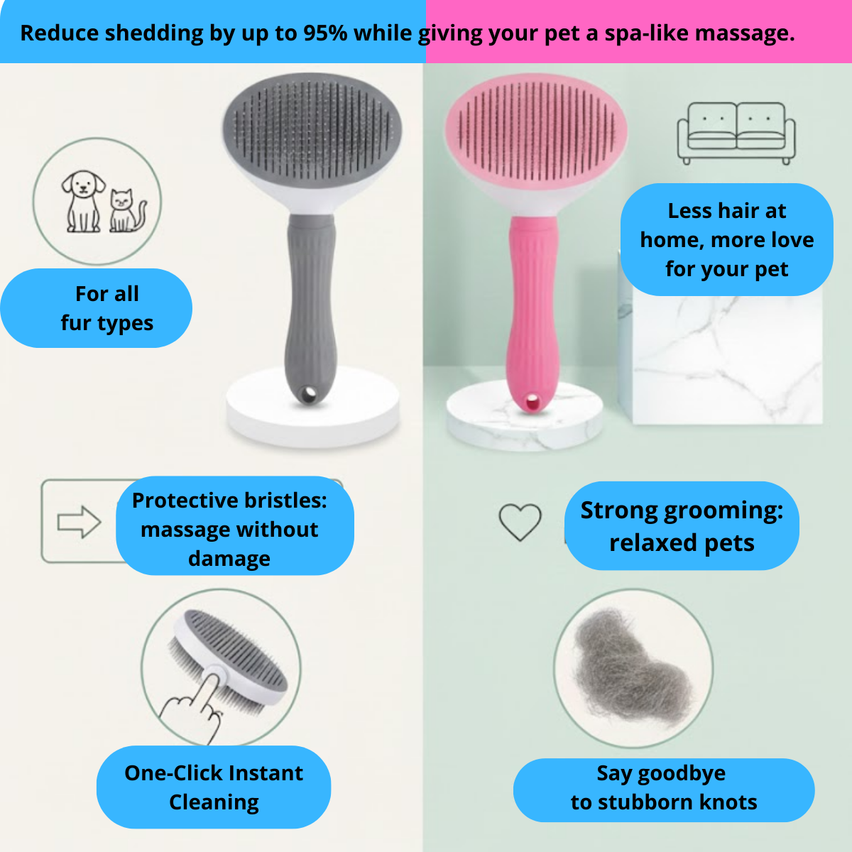 Pet Deshedding Brush – Remove Loose Fur Fast